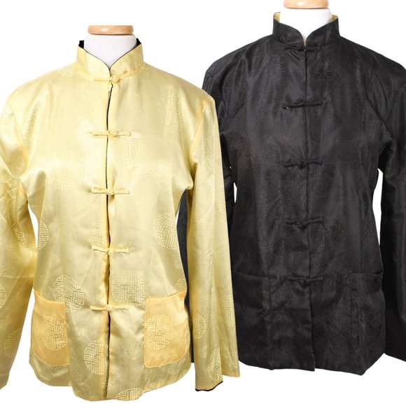 EASTERN COLLECTION Yellow & Black Asian Reversible Traditional Jacket Size XXXL - Picture 1 of 10